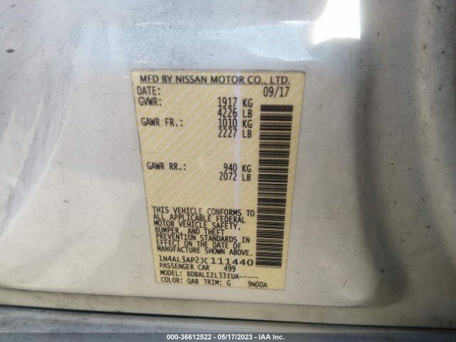 1N4AL3AP2JC111440 Nissan Altima 2.5 Sv