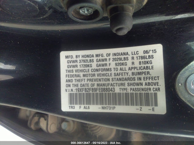 Honda Civic Sedan Ex 2015 19XFB2F89FE088043 Image 9