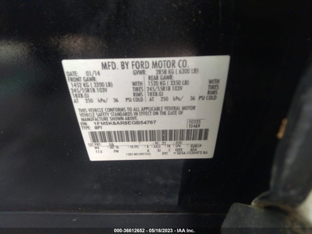 Ford UTILITY POLICE 2014 1FM5K8AR8EGB54767 Image 10