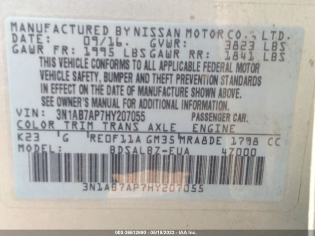 3N1AB7AP7HY207055 Nissan SENTRA S