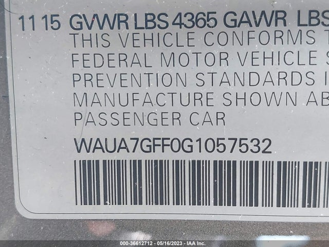 WAUA7GFF0G1057532 Audi A3 1.8t Premium
