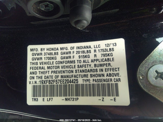 Honda Civic Sedan Lx 2014 19XFB2F57EE204425 Image 9