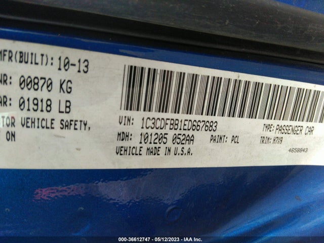 Dodge DART SXT 2014 1C3CDFBB1ED667683 Image 9