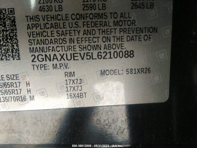 Chevrolet EQUINOX LT 2020 2GNAXUEV5L6210088 Image 9