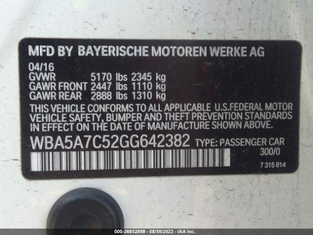 WBA5A7C52GG642382 BMW 5 Series 528i Xdrive
