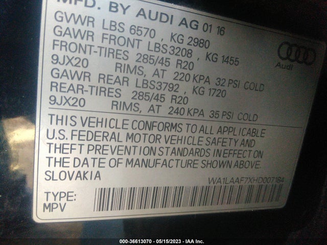 WA1LAAF7XHD007184 Audi Q7 Premium Plus