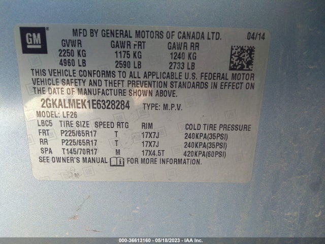 2GKALMEK1E6328284 GMC Terrain Sle