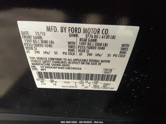 Ford Explorer Limited 2014 1FM5K8F84EGB39022 Image 9