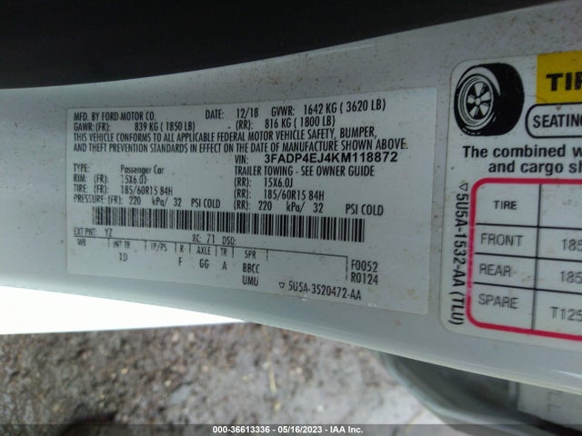 Ford FIESTA SE 2019 3FADP4EJ4KM118872 Image 9
