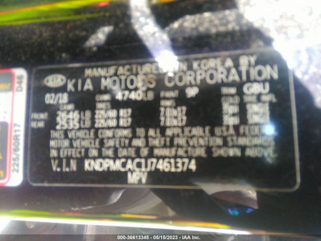 KNDPMCAC1J7461374 KIA Sportage Lx