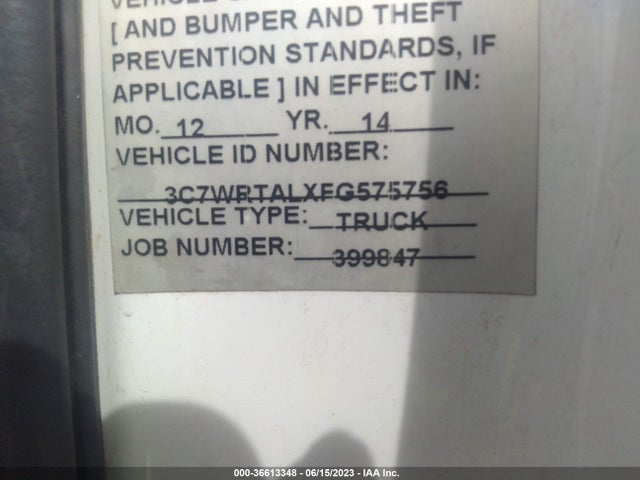 2015 Ram 3500 Chassis, VIN: 3C7WRTALXFG575756