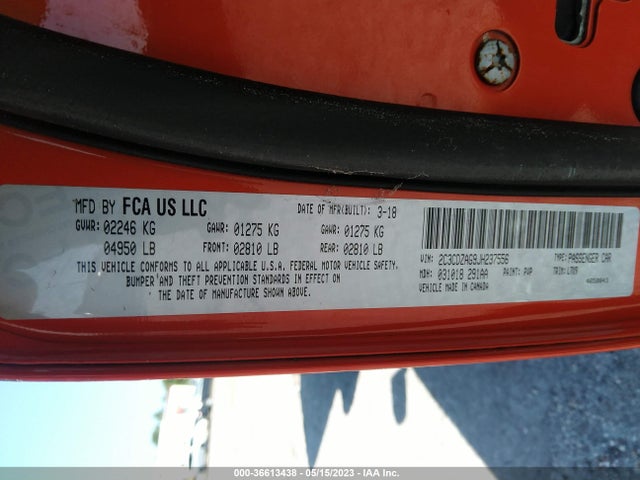 Dodge Challenger Sxt 2018 2C3CDZAG9JH237556 Image 9
