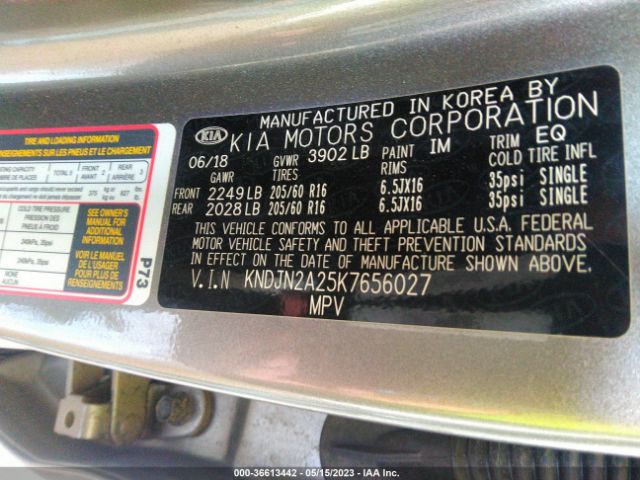 KNDJN2A25K7656027 KIA Soul Base