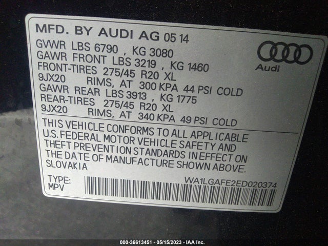 WA1LGAFE2ED020374 Audi Q7 3.0t Premium Plus