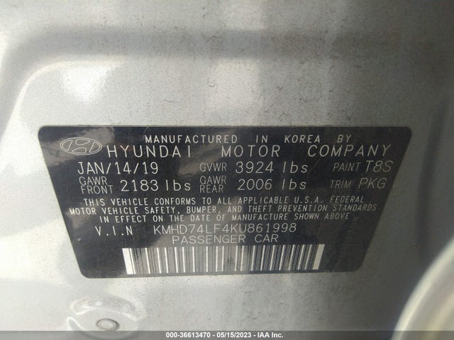 Hyundai ELANTRA SE 2019 KMHD74LF4KU861998 Image 11
