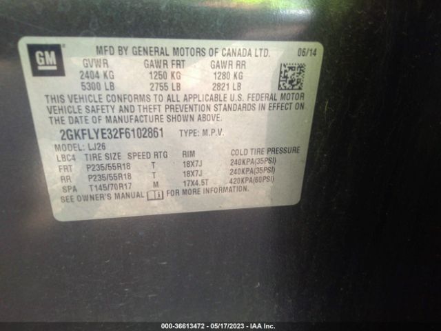 2GKFLYE32F6102861 GMC Terrain Slt