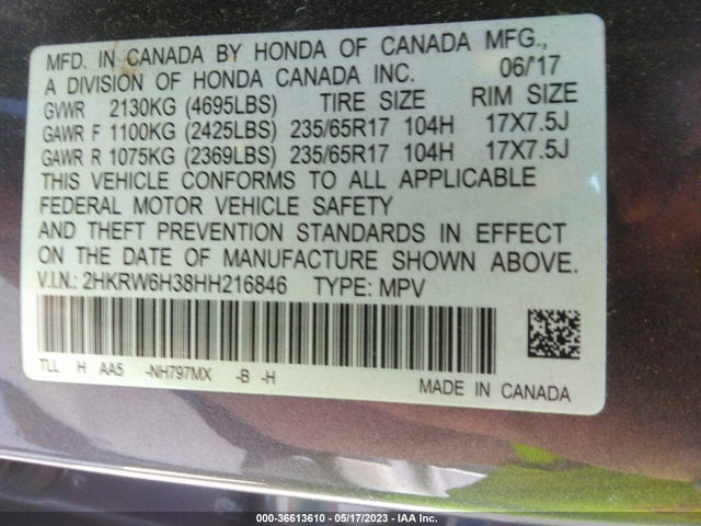 Honda CR-V LX 2017 2HKRW6H38HH216846 Image 9