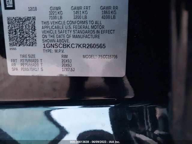 Chevrolet Tahoe Lt 2019 1GNSCBKC7KR260565 Image 9