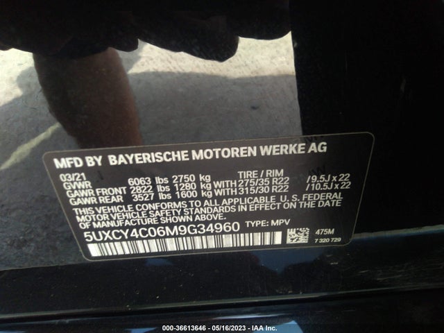 2021 BMW X6, VIN: 5UXCY4C06M9G34960