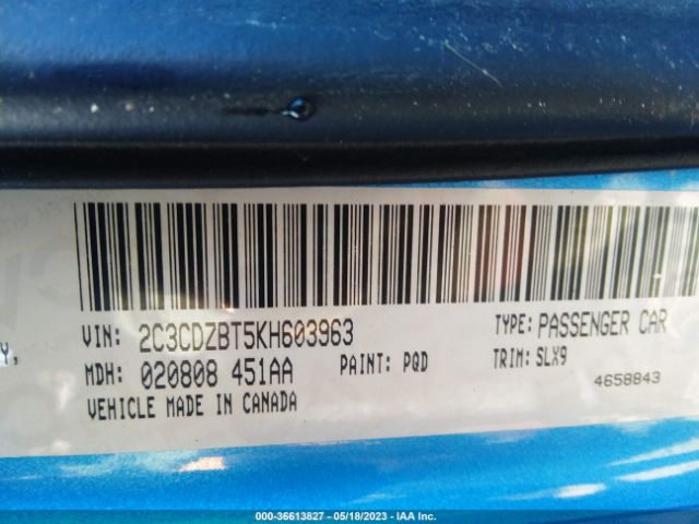 2C3CDZBT5KH603963 Dodge Challenger R/t