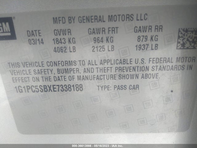Chevrolet Cruze 1lt 2014 1G1PC5SBXE7338188 Image 11