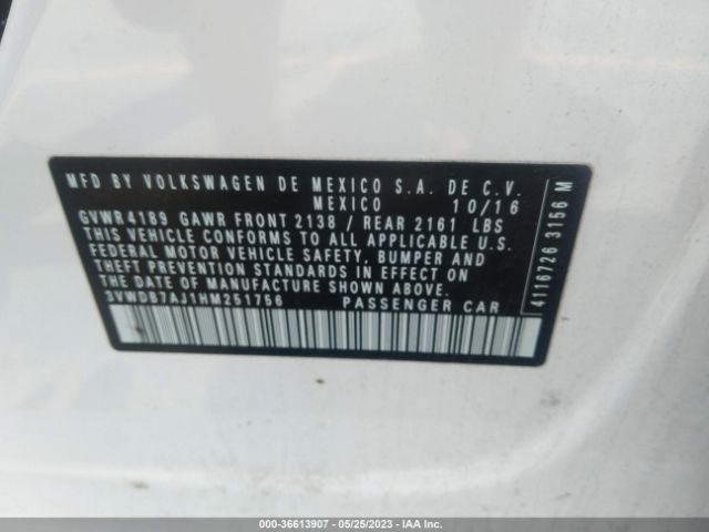3VWDB7AJ1HM251756 Volkswagen Jetta 1.4t Se