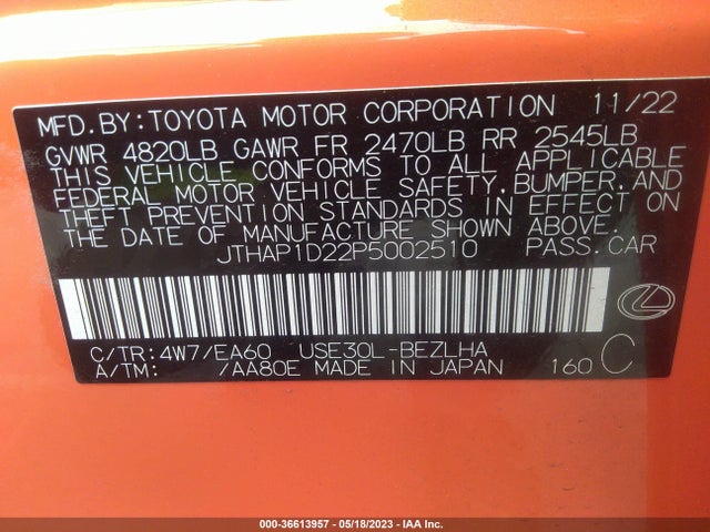 2023 Lexus IS, VIN: JTHAP1D22P5002510