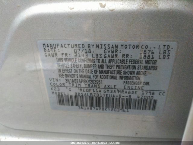 3N1AB7AP8KY203961 Nissan SENTRA S