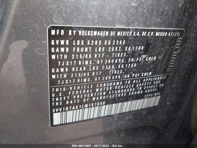 3VV1B7AX1LM151046 Volkswagen TIGUAN S
