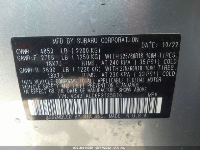 4S4BTALC6P3135810 Subaru Outback Onyx Edition