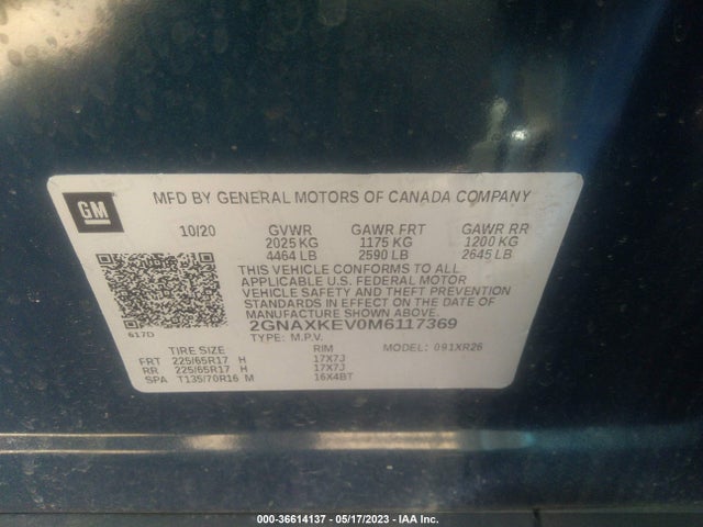 Chevrolet EQUINOX LT 2021 2GNAXKEV0M6117369 Image 9