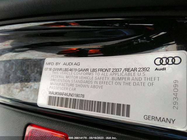 WAUKMAF46JN018078 Audi A4 Premium/tech Premium