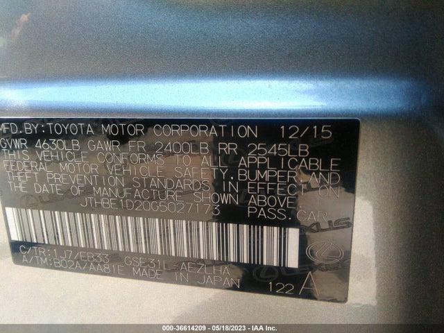 JTHBE1D20G5027173 Lexus IS 350