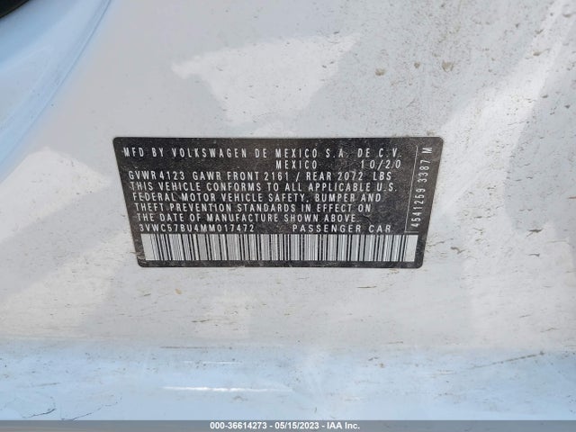 3VWC57BU4MM017472 Volkswagen Jetta S/se/r-line