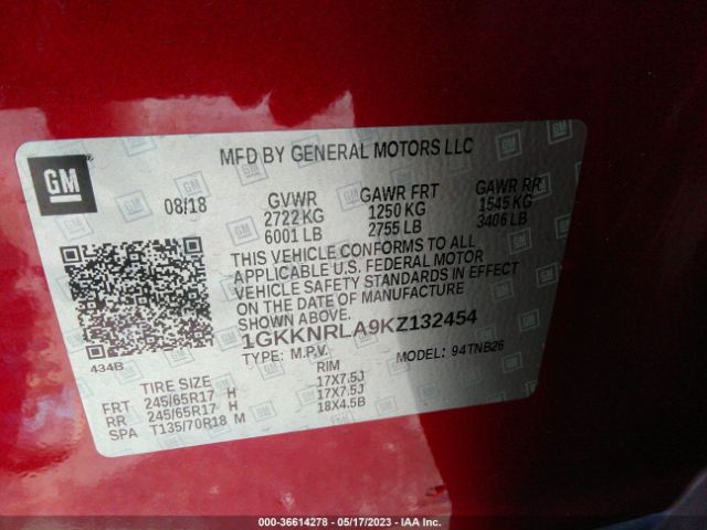 1GKKNRLA9KZ132454 GMC ACADIA SLE