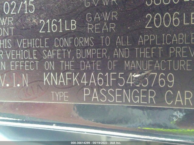 KNAFK4A61F5415769 KIA FORTE LX