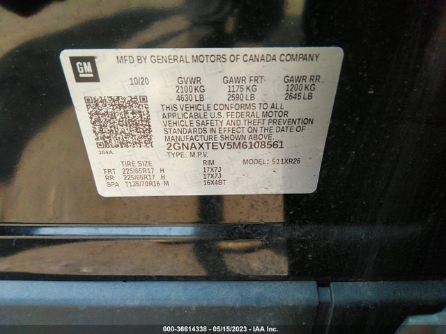 Chevrolet EQUINOX LT 2021 2GNAXTEV5M6108561 Image 9