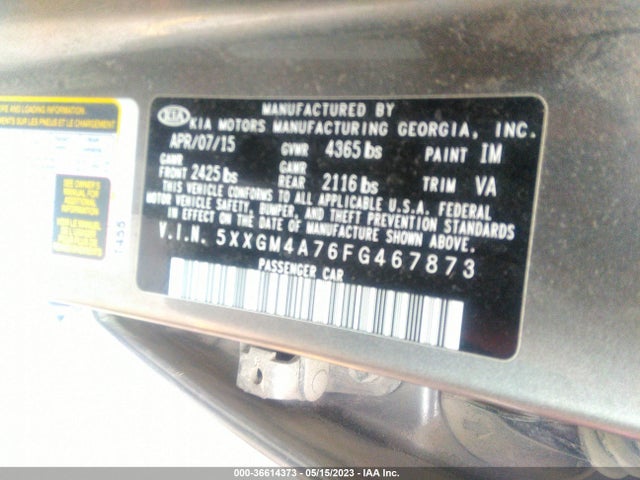 KIA Optima Lx 2015 5XXGM4A76FG467873 Image 10