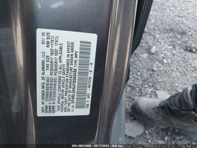 Honda Odyssey Ex-l 2015 5FNRL5H64FB060488 Image 9