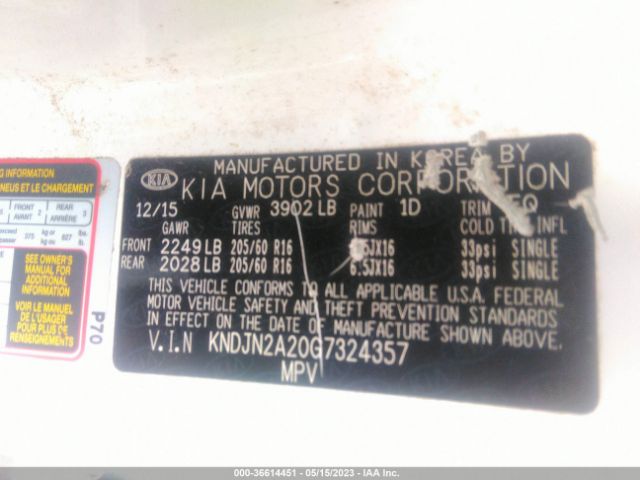KNDJN2A20G7324357 KIA Soul Base