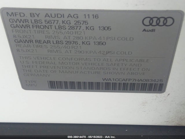 WA1CCAFP7HA083425 Audi Sq5 Premium Plus