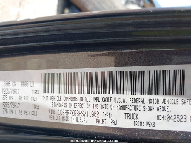 1C6RR7KG8HS711002 RAM 1500 Tradesman