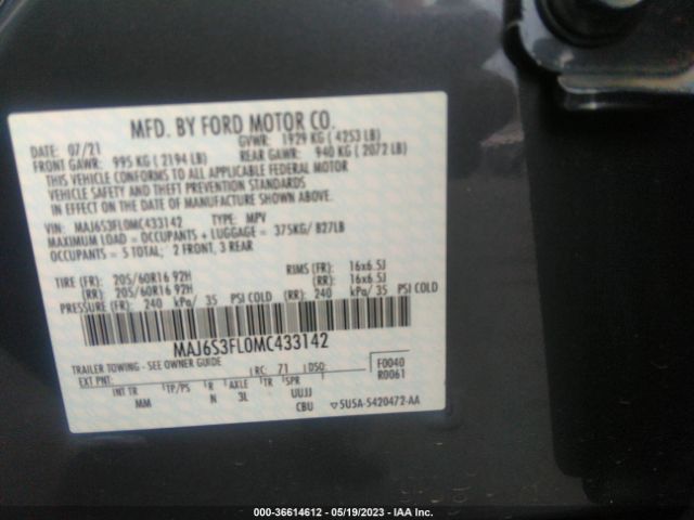 MAJ6S3FL0MC433142 Ford ECOSPORT S