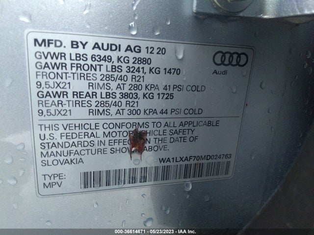 WA1LXAF70MD024763 Audi Q7 Premium Plus