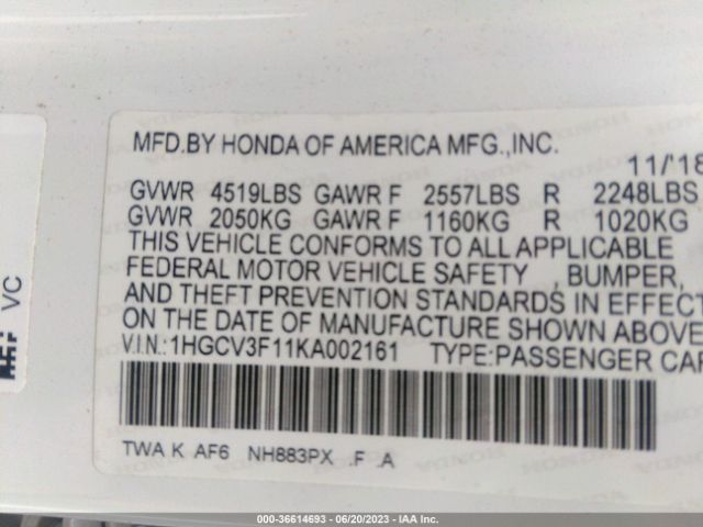 1HGCV3F11KA002161 Honda ACCORD HYBRID