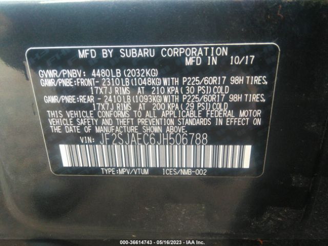 JF2SJAEC6JH506788 Subaru Forester Premium