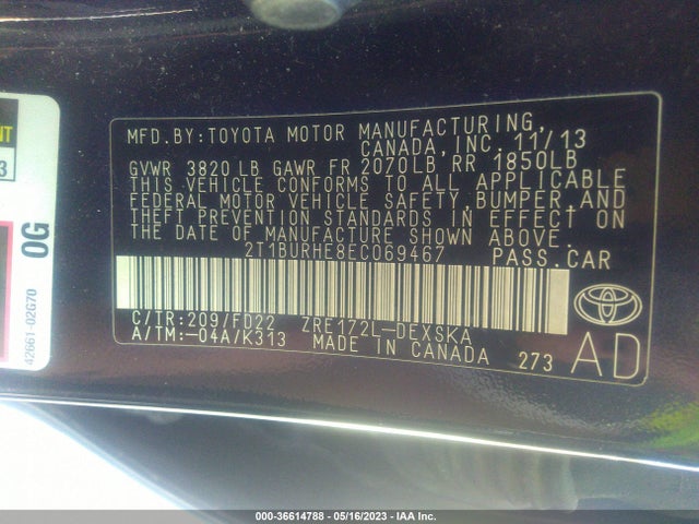 Toyota Corolla L/le/s/s Plus/le Plus 2014 2T1BURHE8EC069467 Image 10