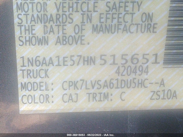 Nissan Titan Sl 2017 1N6AA1E57HN515651 Image 9