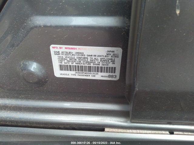 2012 MITSUBISHI LANCER GT VIN: JA32U8FW0CU013124