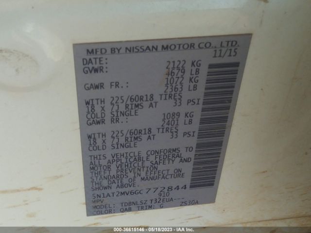 5N1AT2MV6GC772844 Nissan Rogue Sl